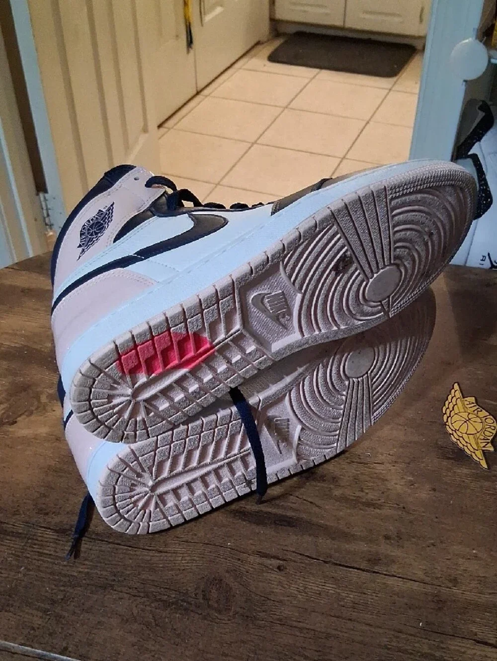 Jordan Men's High Top Sneakers in Navy and Light Pink